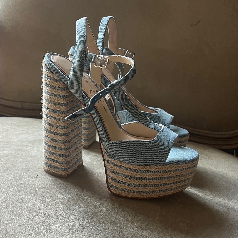 Jessica Simpson Denim Blue Platform Heels